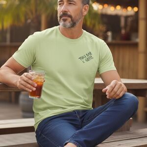 Tiki Bar & Grill Sebastian Florida Unisex Graphic Tee Green SS T-Shirt Medium